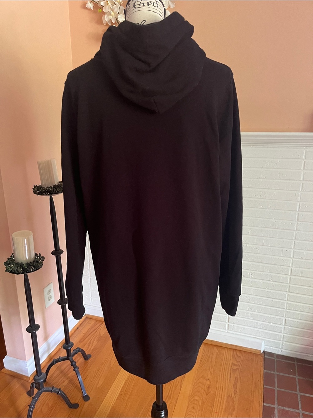Black Cotton-Blend Sweatshirt Dress by Calvin Klein Jeans. - Picture 3 of 7